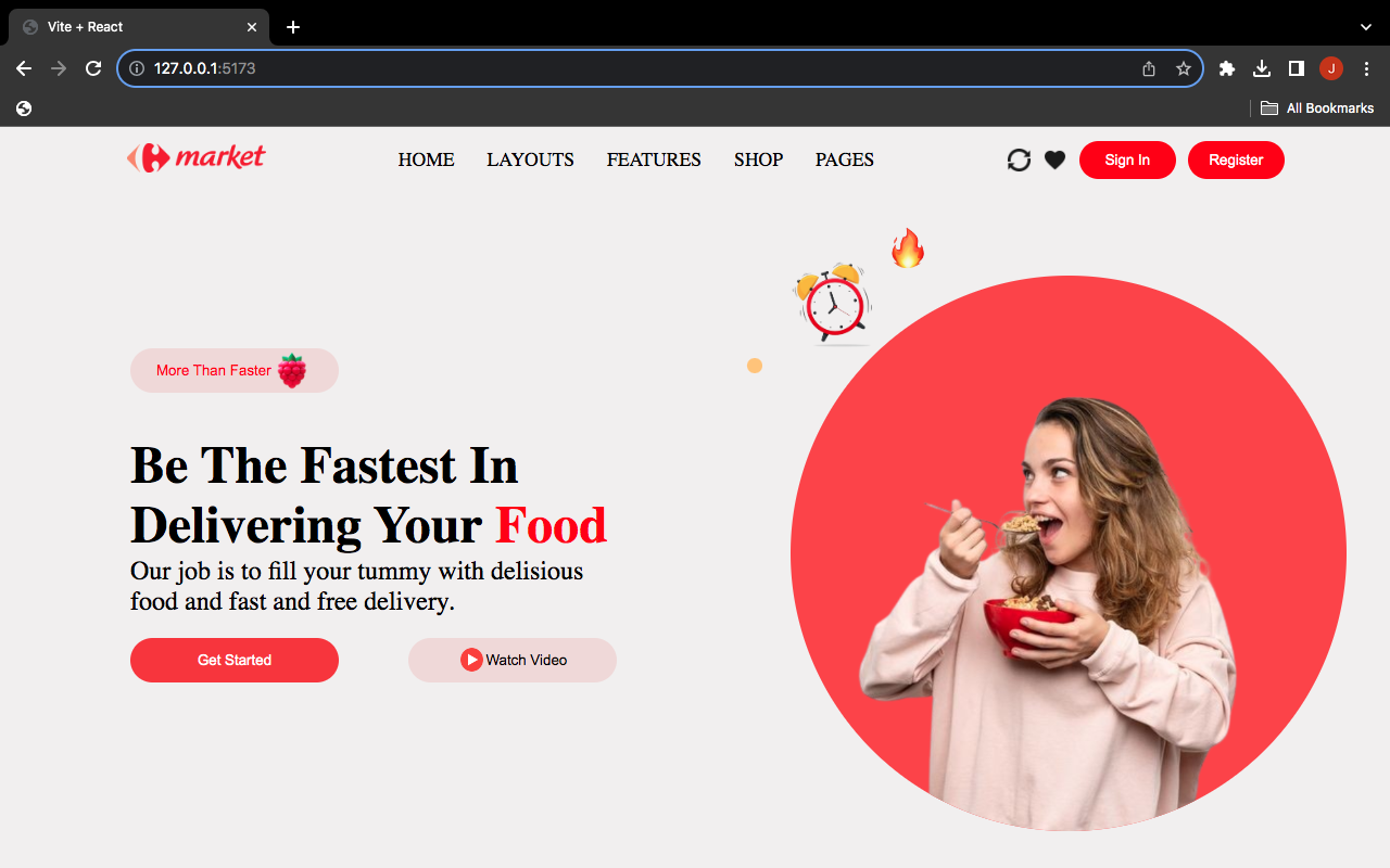 Market Food Delivery page screenshot