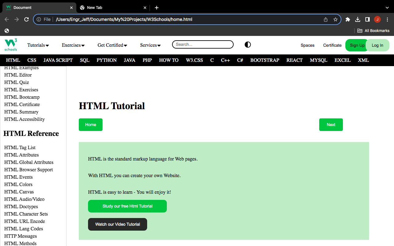 W3Schools page website screenshot